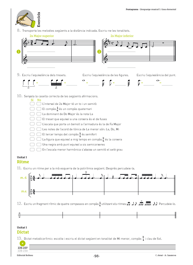 Pentagrama vol. 3 - Quadern exercicis